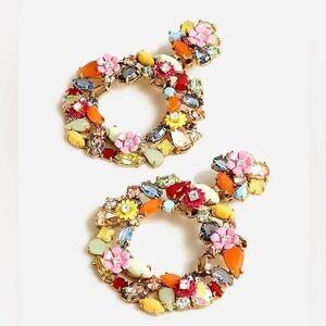 J.Crew Enamel Flower Earrings with Crystals – Elegant Statement Piece